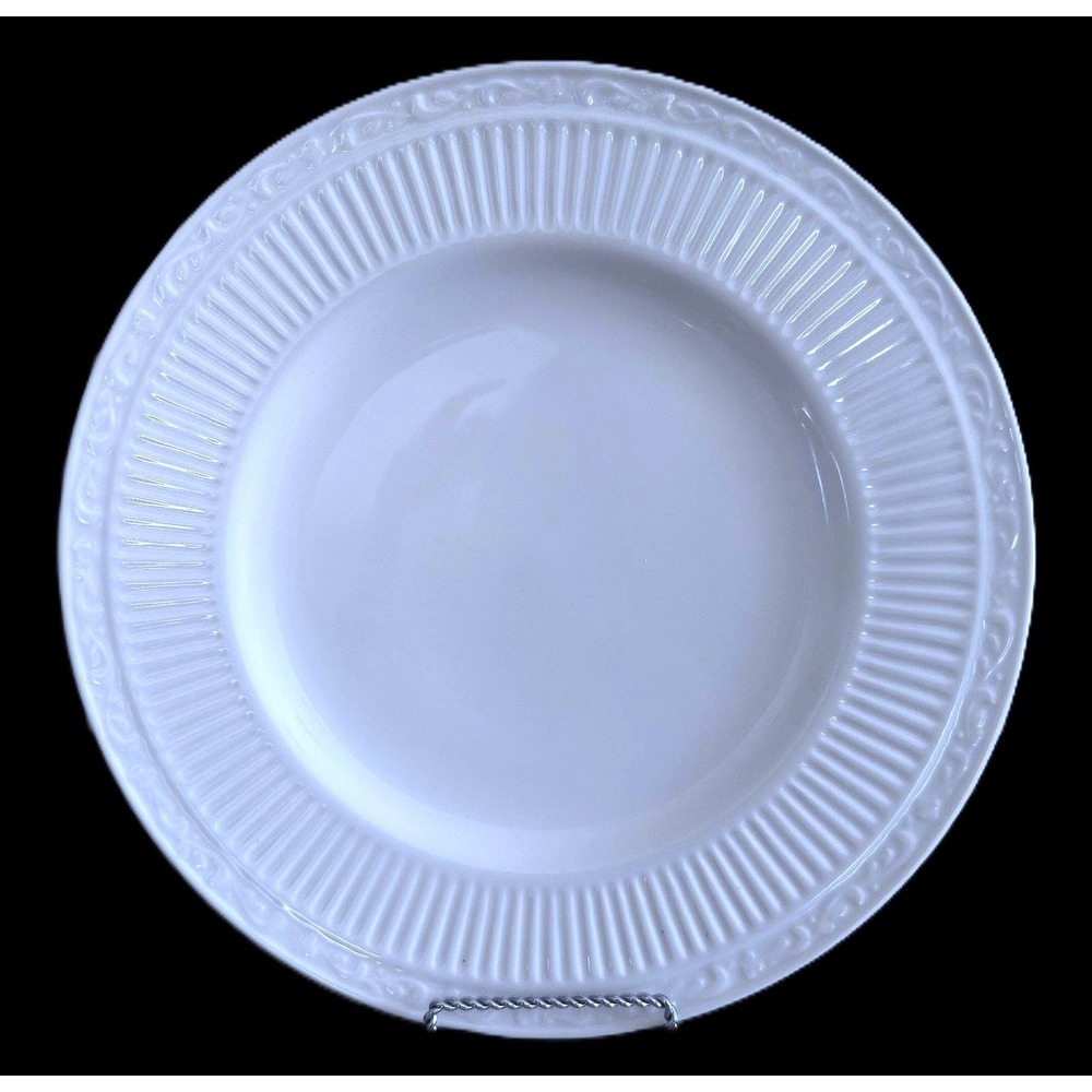 2 Mikasa Italian Countryside Dinner Plates White Ribbed Stoneware DD900 11-1/8"